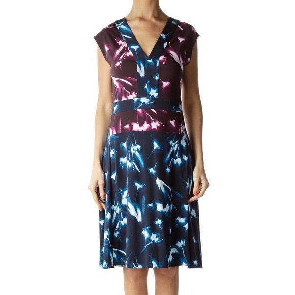 BCBGMaxAzria Dresses & Skirts - BCBG MaxAzria Purple Print Empire Waist A-Line Dress